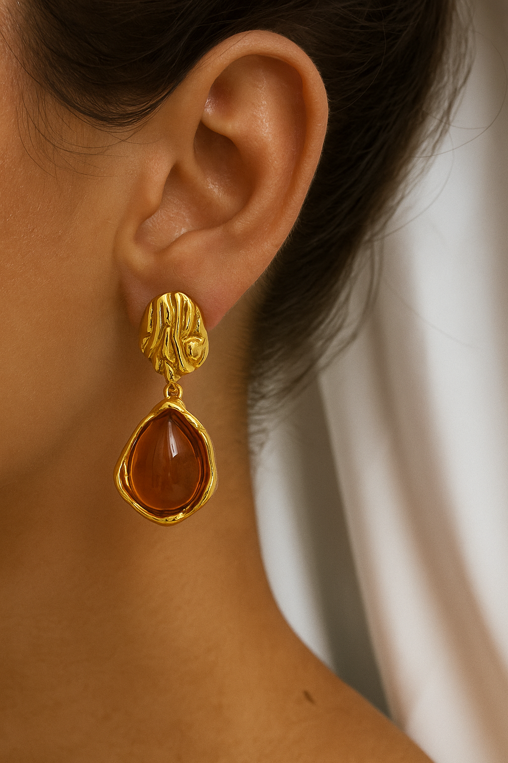Teardrop Amber Earrings