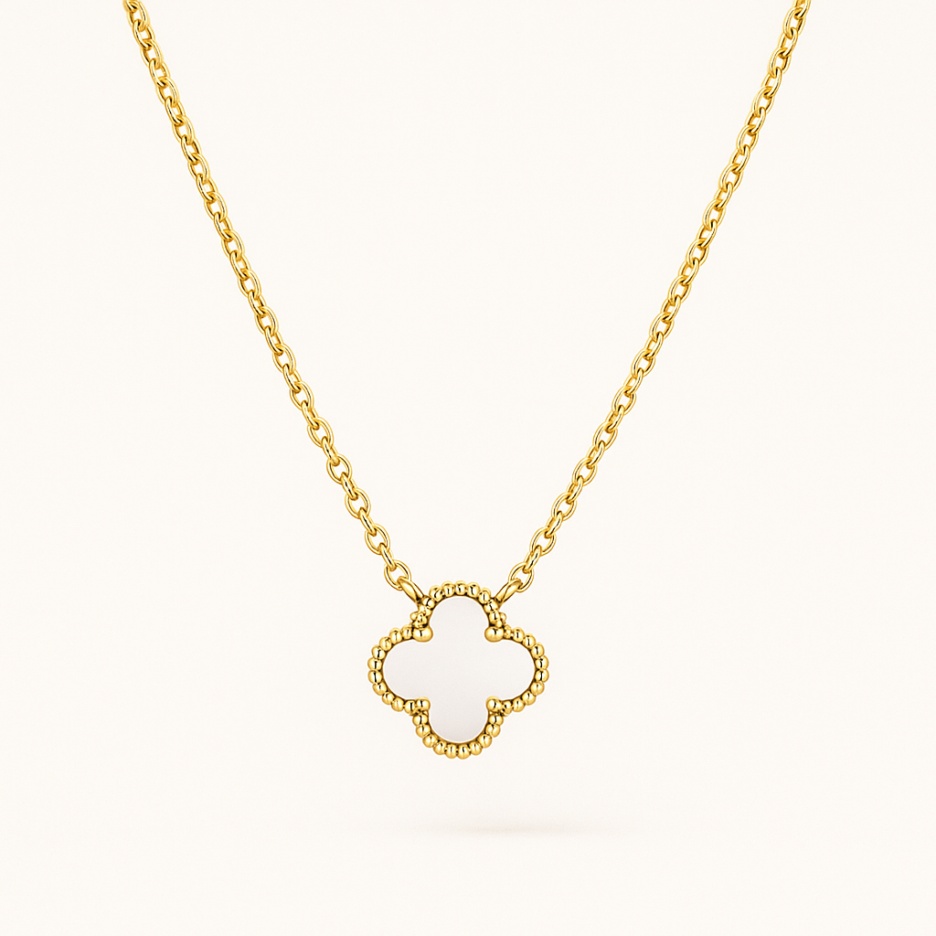 Elegant Black Clover Charm Necklace