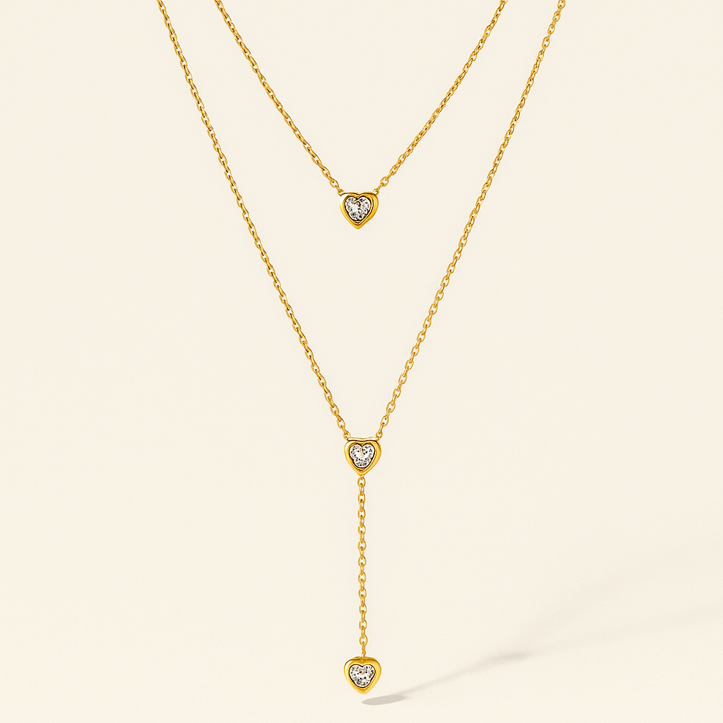 Dainty Heart Drop Layered Necklace