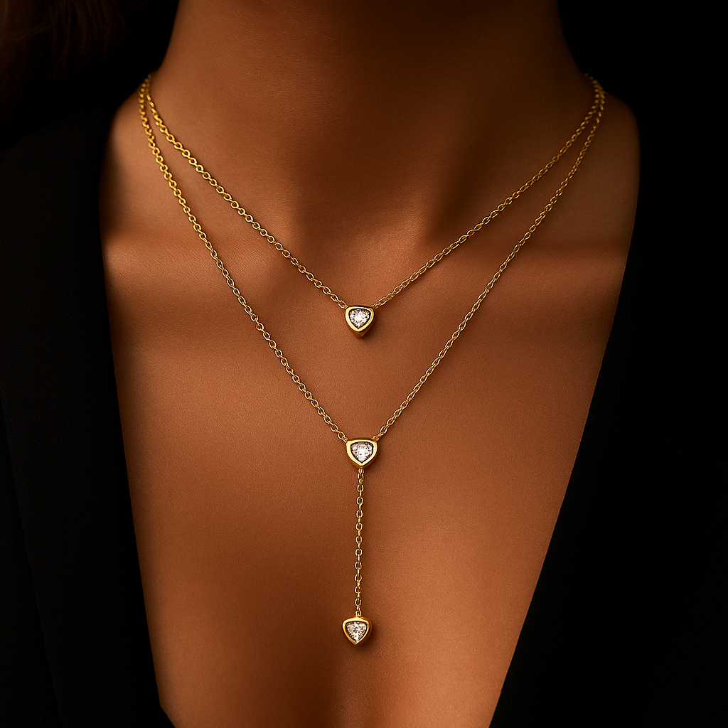Dainty Heart Drop Layered Necklace