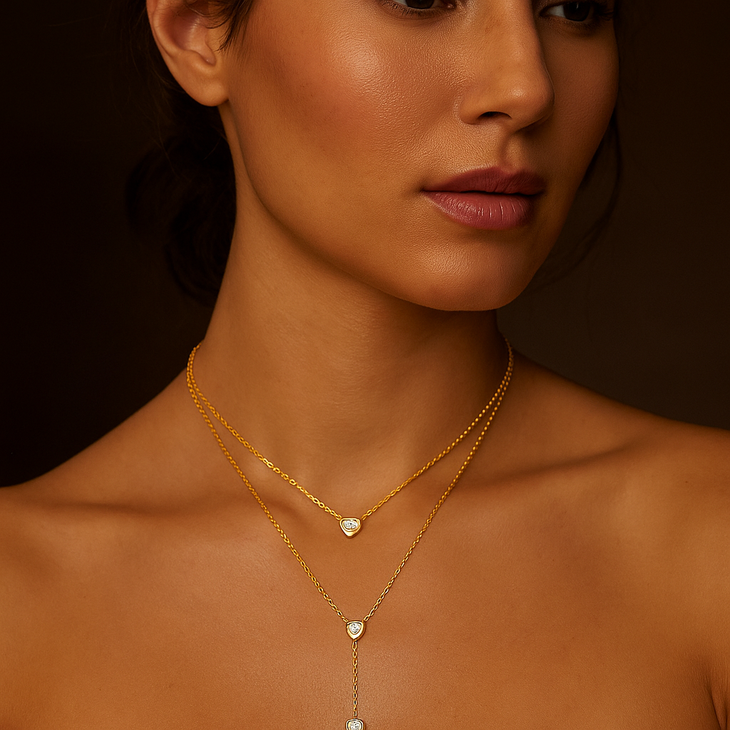 Dainty Heart Drop Layered Necklace