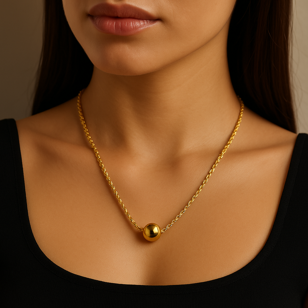 Golden Sphere Pendant Necklace