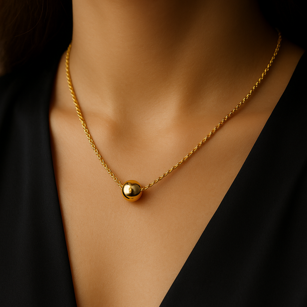 Golden Sphere Pendant Necklace