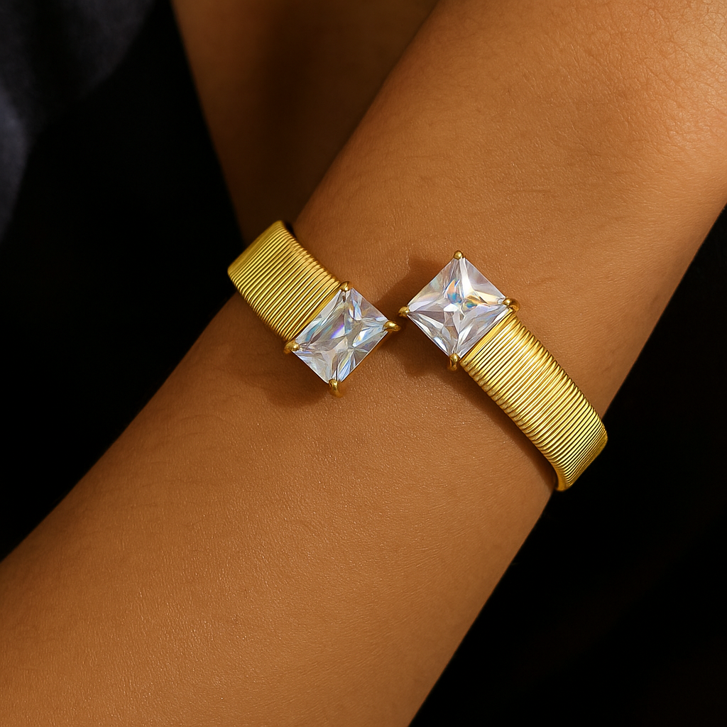 Radiant Duo Square Cut Cuff Bracelet