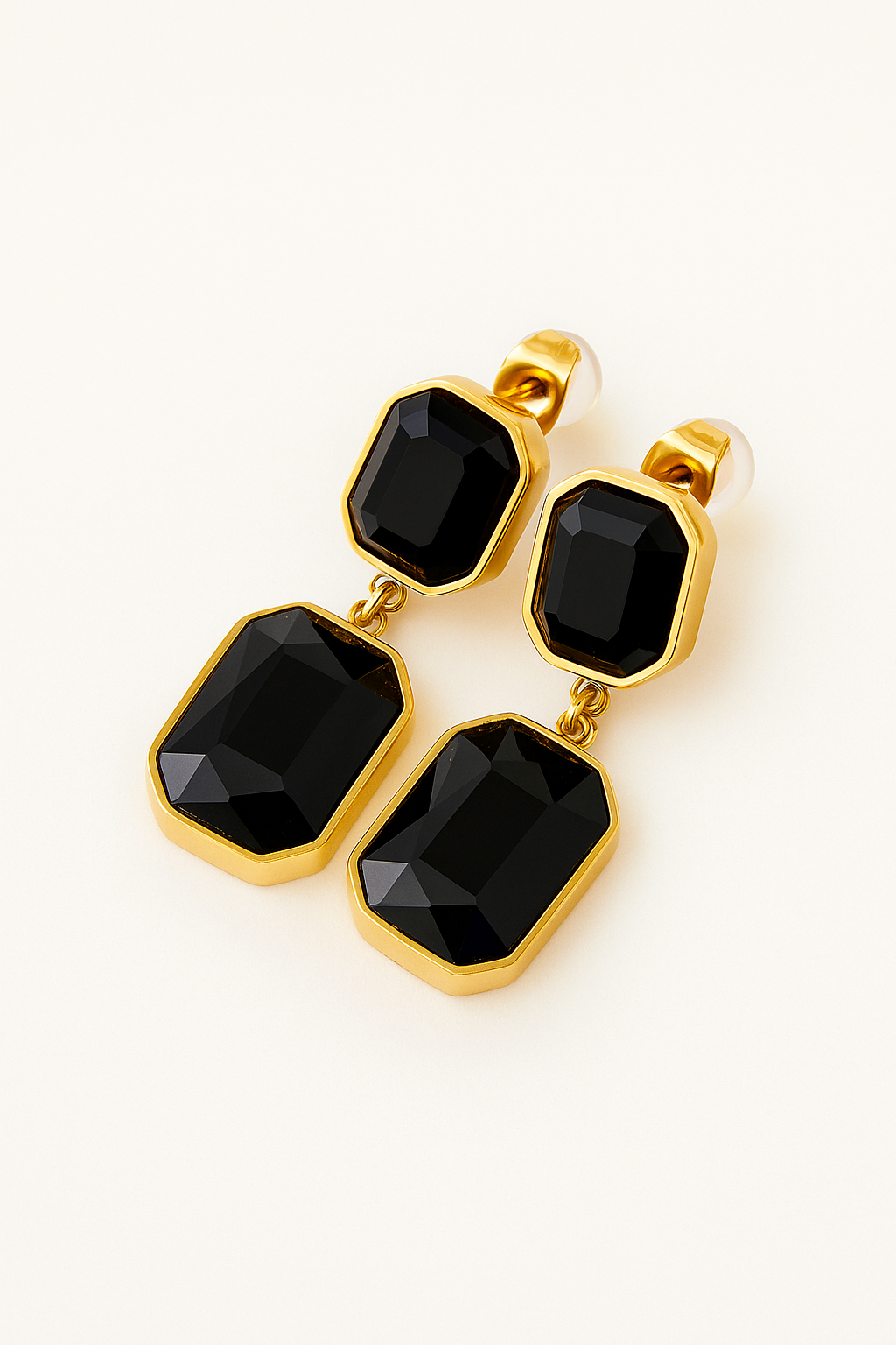 Gold-Plated Black Onyx Drop Earrings