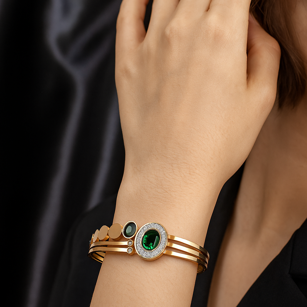Emerald-Green Stone Bracelet