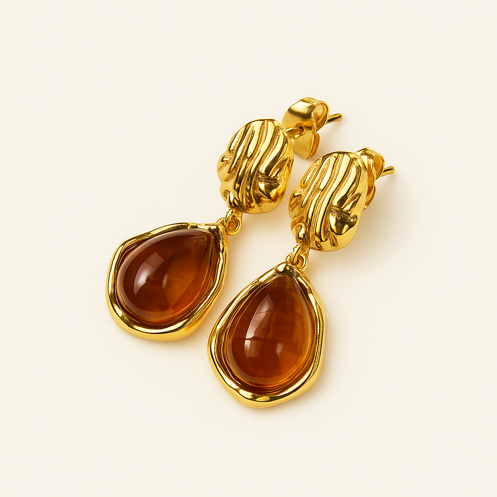 Teardrop Amber Earrings