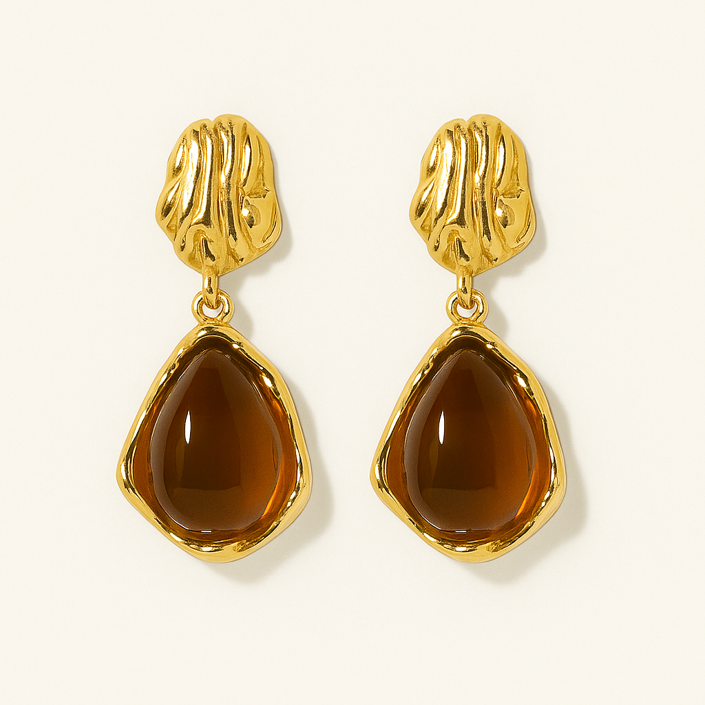 Teardrop Amber Earrings