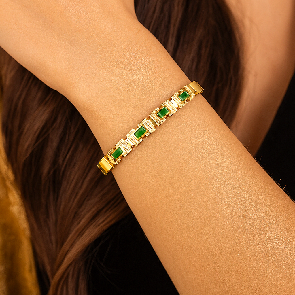 Regal Emerald Bangle Bracelet