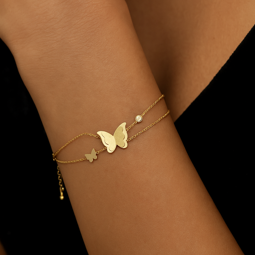 Butterfly & Crystal Charm Bracelet