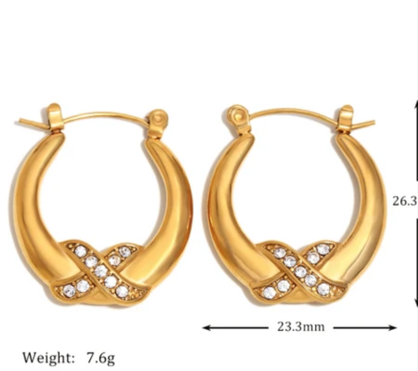 Crystal X Accent Hoop Earrings
