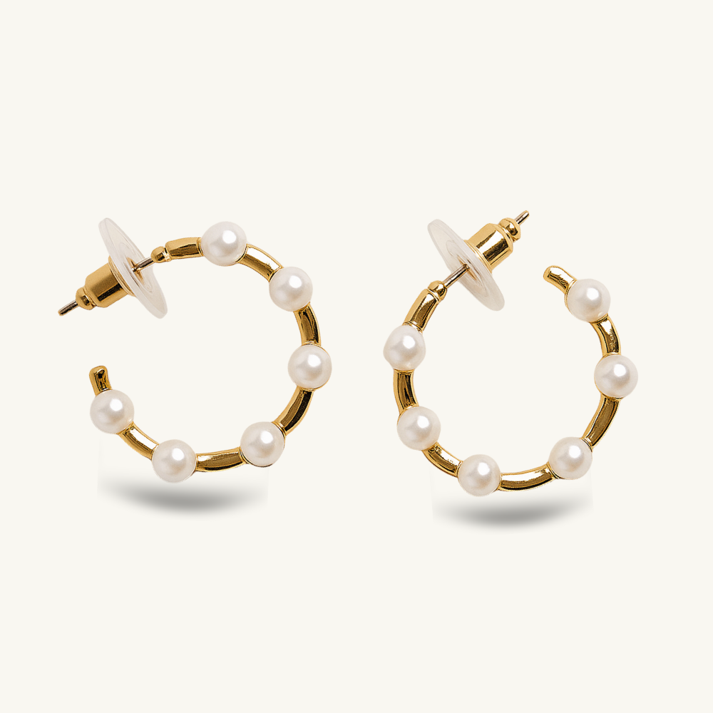 Classic Pearl Hoop Earrings
