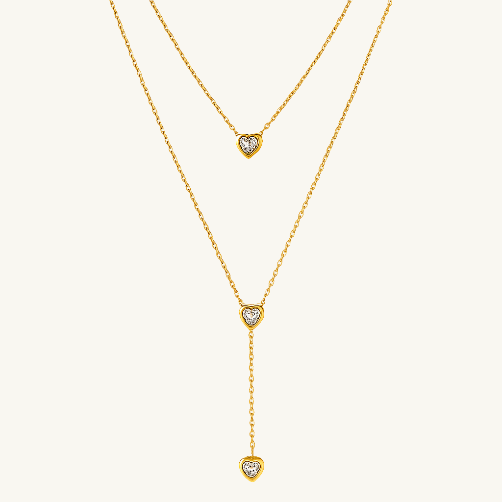 Dainty Heart Drop Layered Necklace
