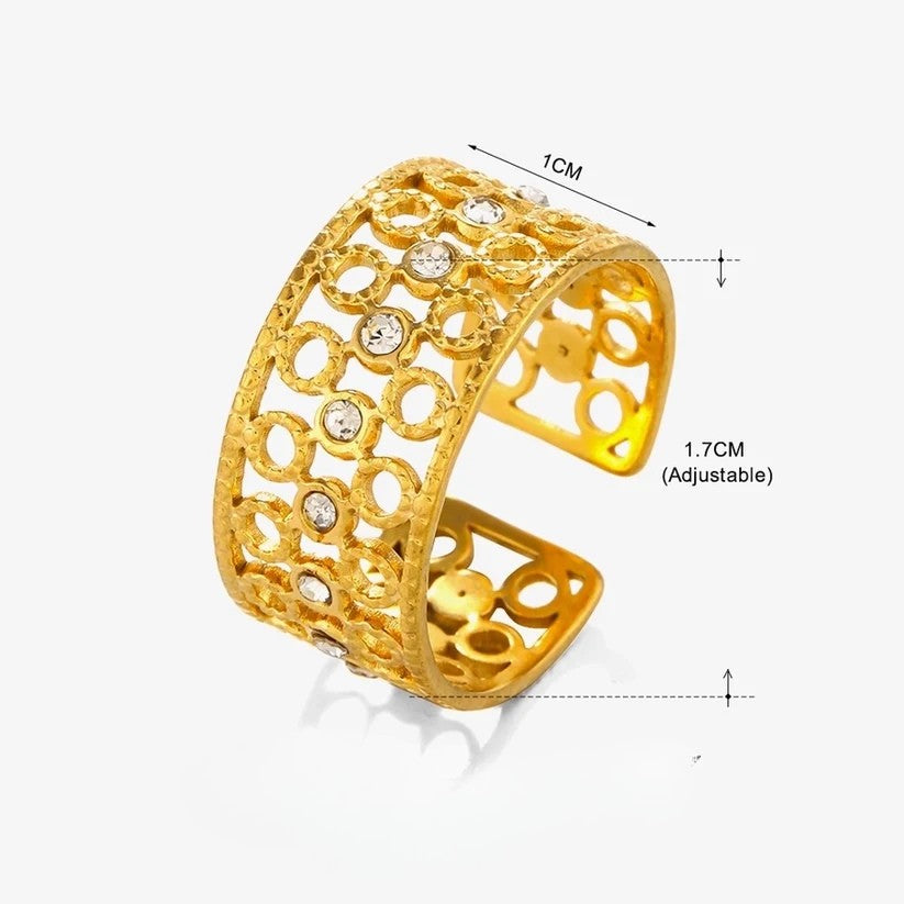Crystal Cutwork Cuff Ring