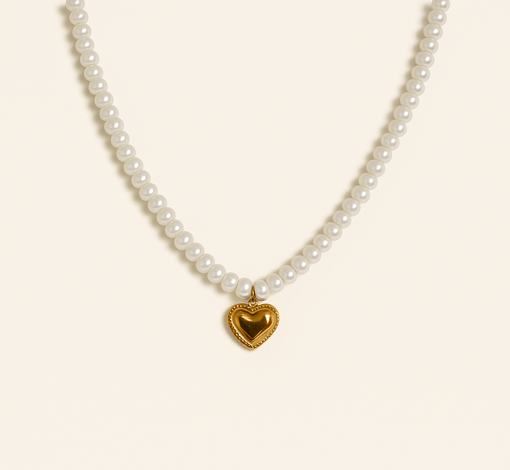 Pearl Heart Charm Necklace