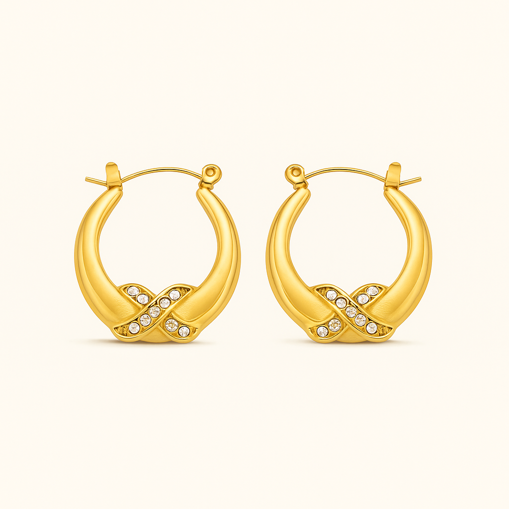 Crystal X Accent Hoop Earrings
