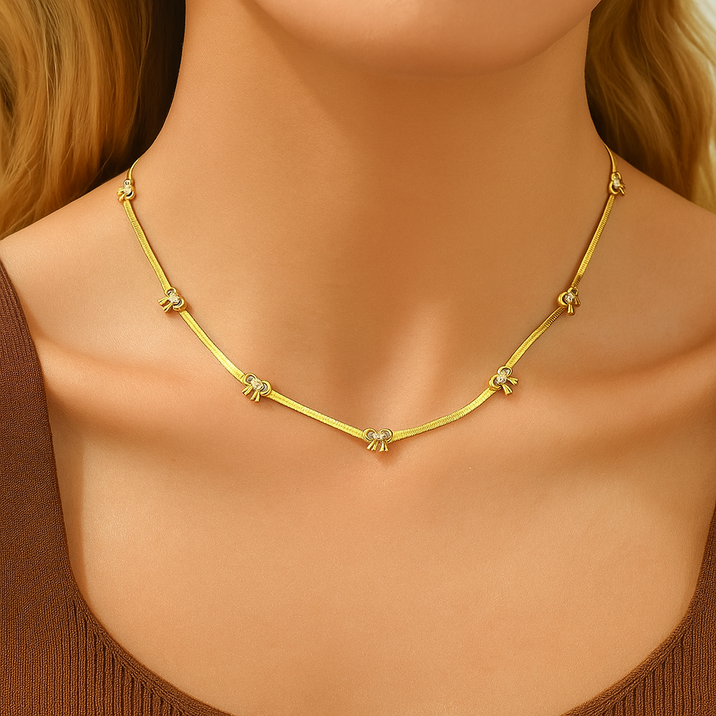 Gold Choker Necklace with Mini Knot Accents