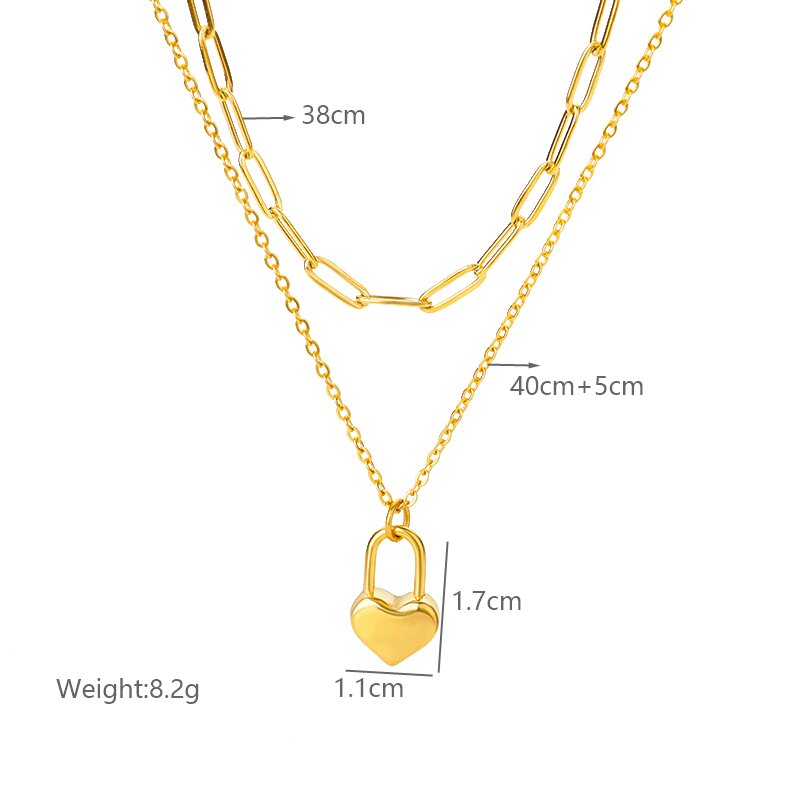 Layered Heart Lock Necklace
