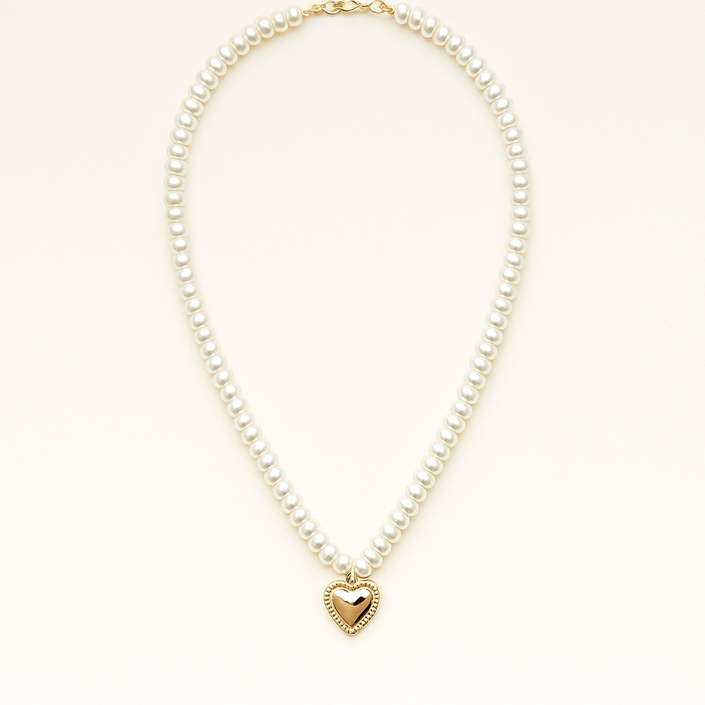 Pearl Heart Charm Necklace