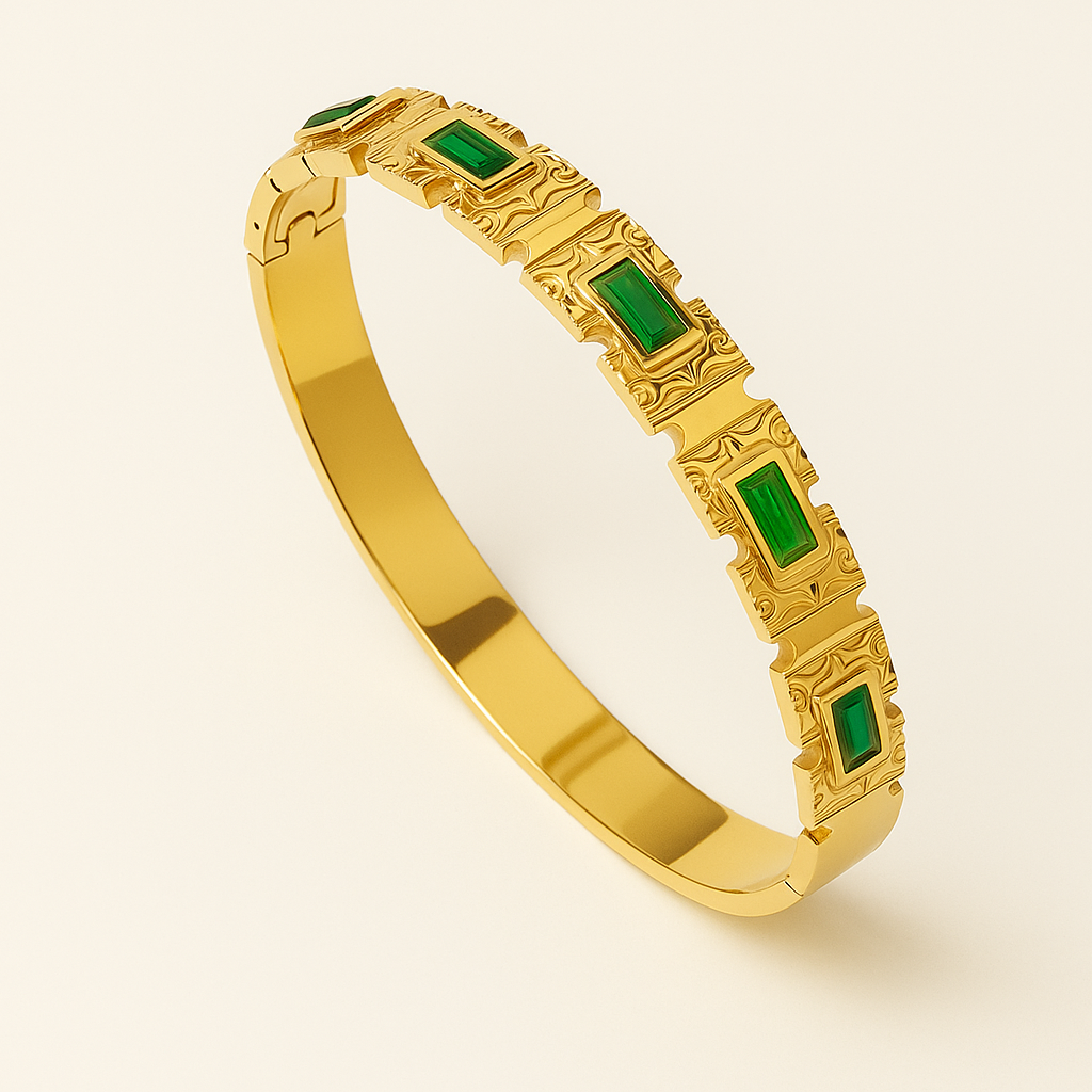 Regal Emerald Bangle Bracelet