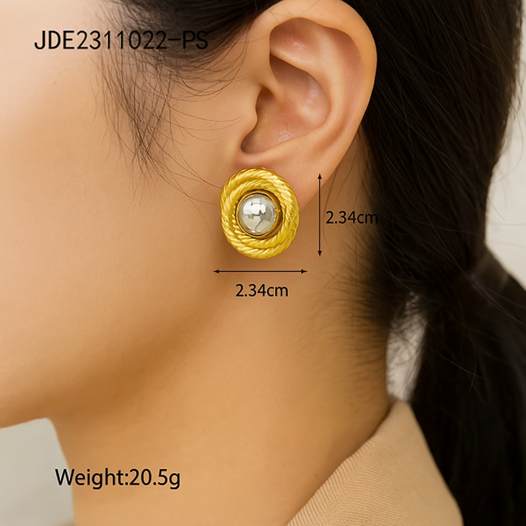 Knot Stud Two-Tone Dome Earrings