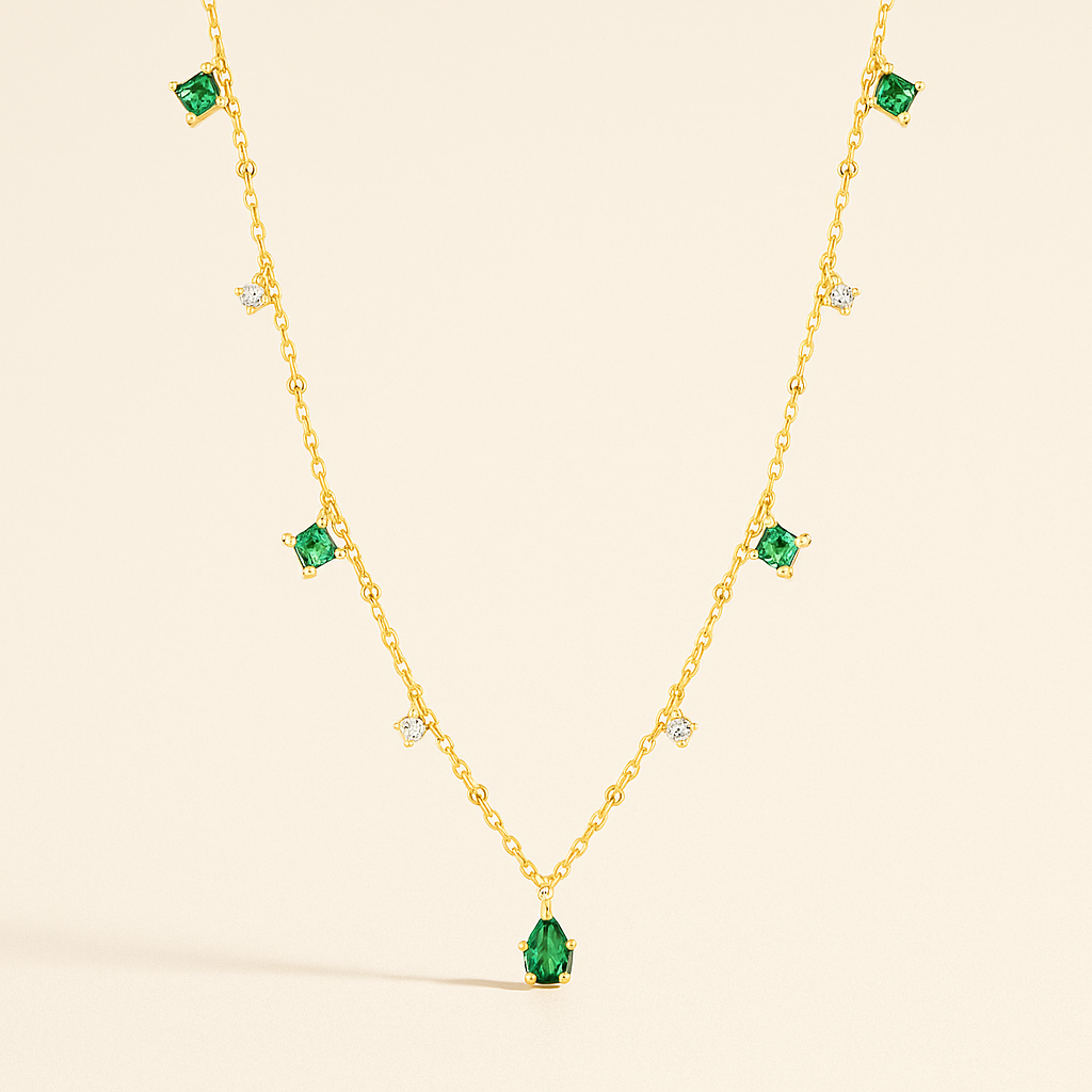 Green Stone Droplet Necklace