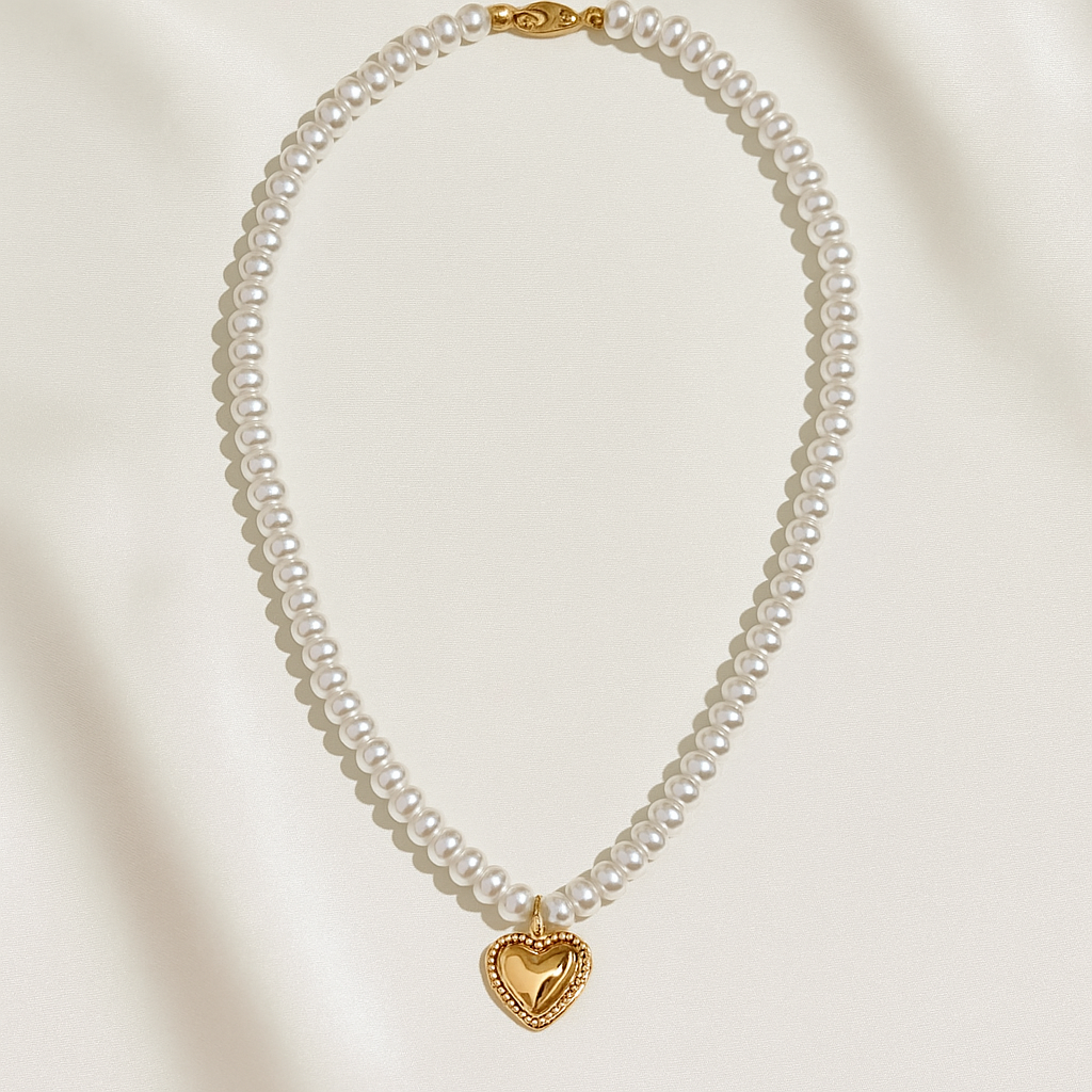 Pearl Heart Charm Necklace