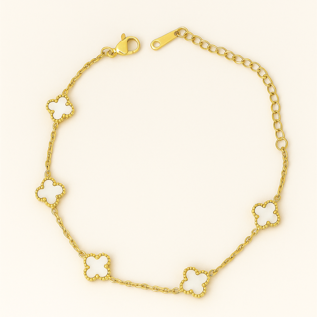 White Clover Charm Bracelet