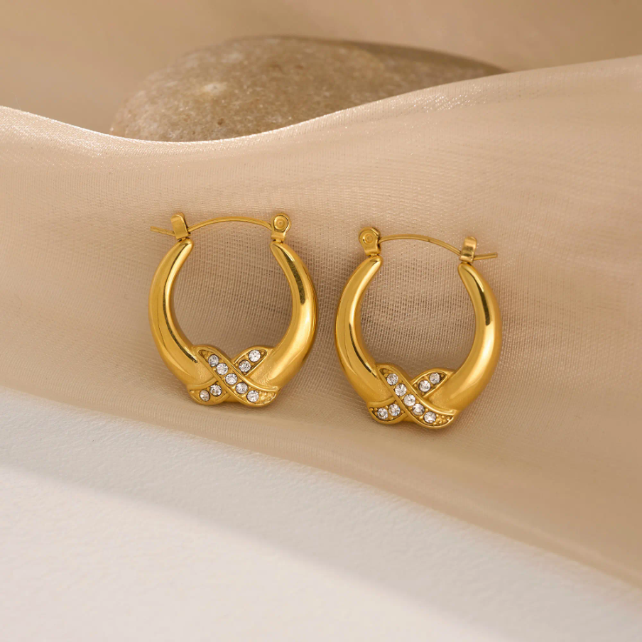 Crystal X Accent Hoop Earrings