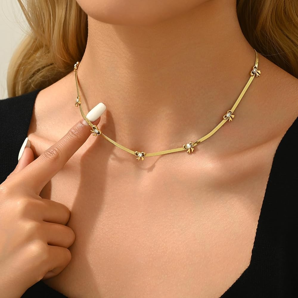 Gold Choker Necklace with Mini Knot Accents