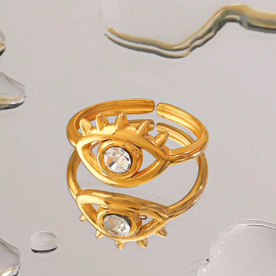 Evil Eye Crystal Adjustable Ring