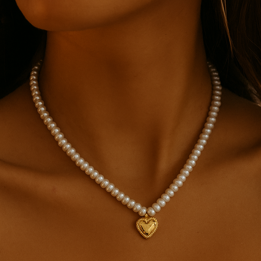 Pearl Heart Charm Necklace