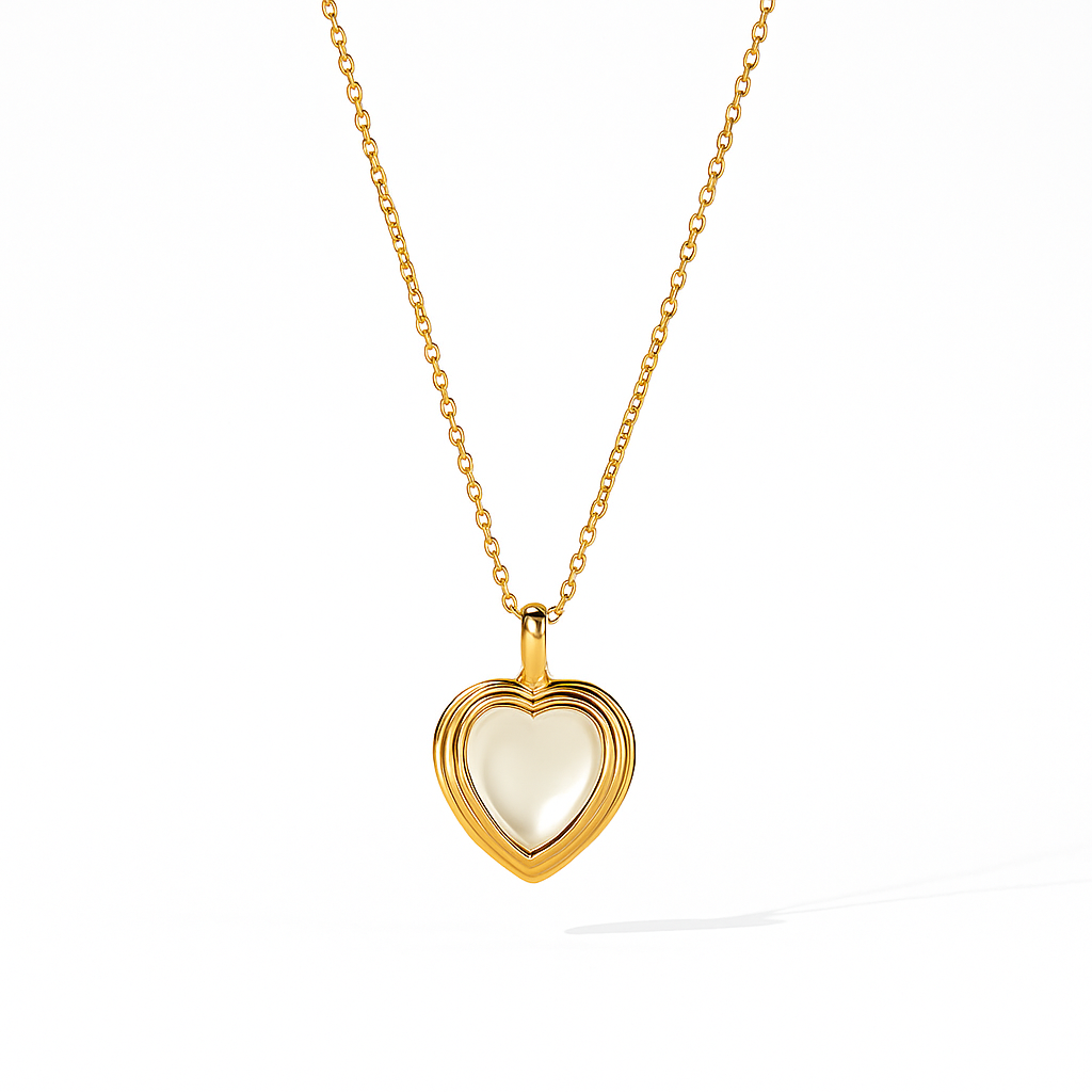 Classic White Heart Pendant Necklace