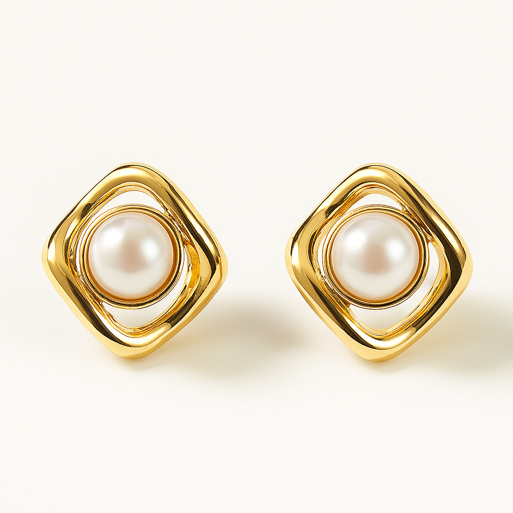 Classic Pearl Gold-Plated Stud Earrings