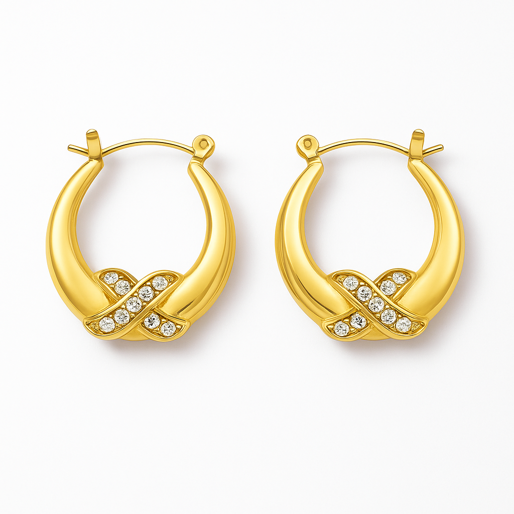 Crystal X Accent Hoop Earrings