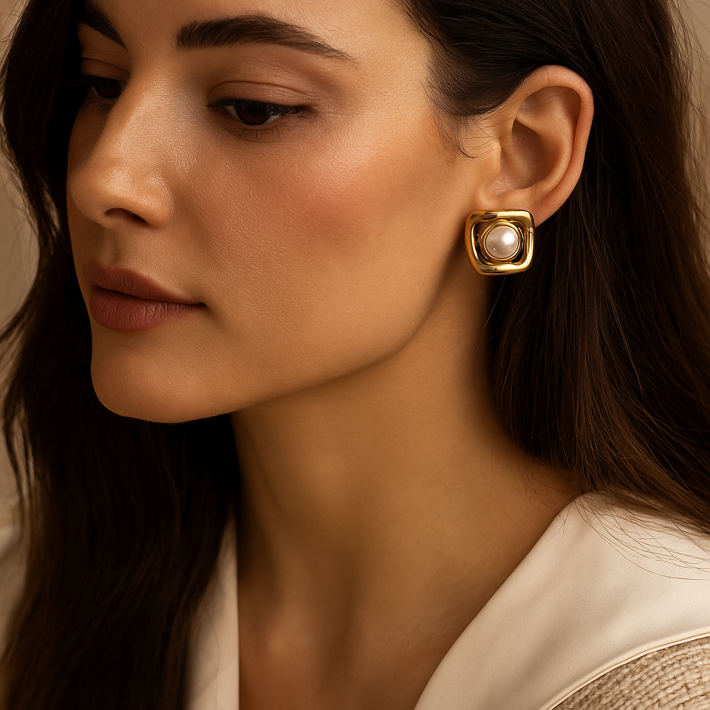 Classic Pearl Gold-Plated Stud Earrings