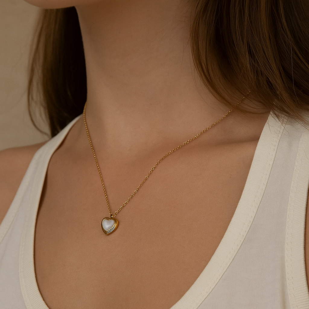 Classic White Heart Pendant Necklace