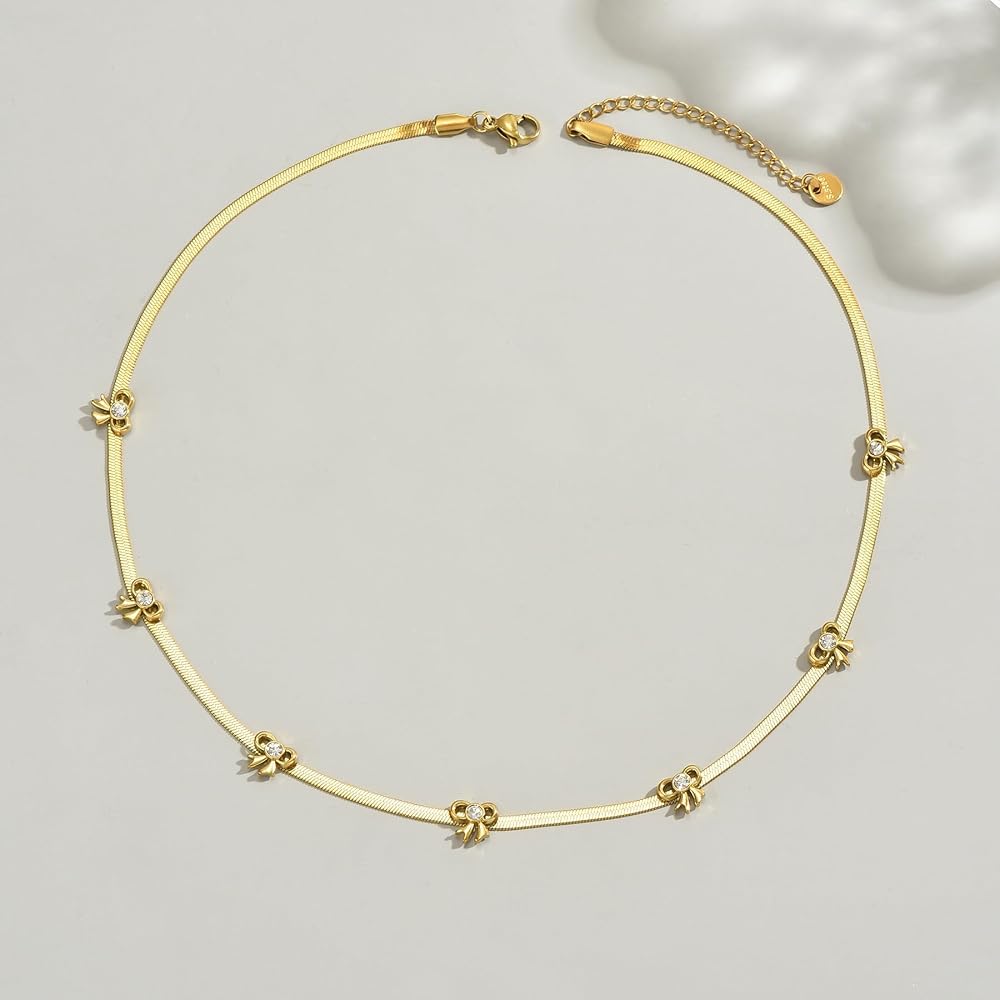 Gold Choker Necklace with Mini Knot Accents