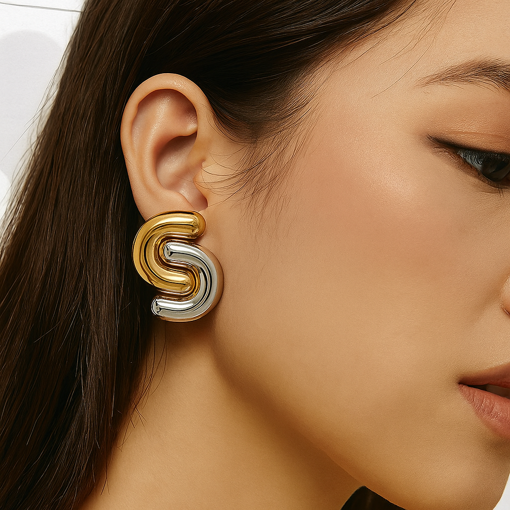 Two-Tone Sculptural Twist Stud Earrings