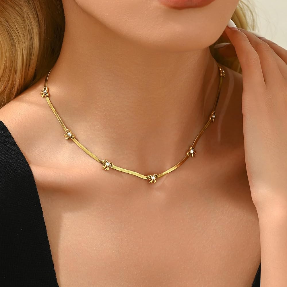 Gold Choker Necklace with Mini Knot Accents