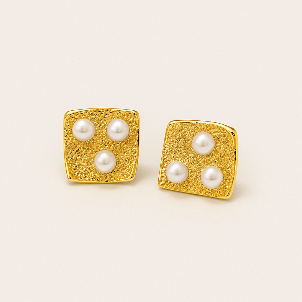 Pearl Square Stud Earrings