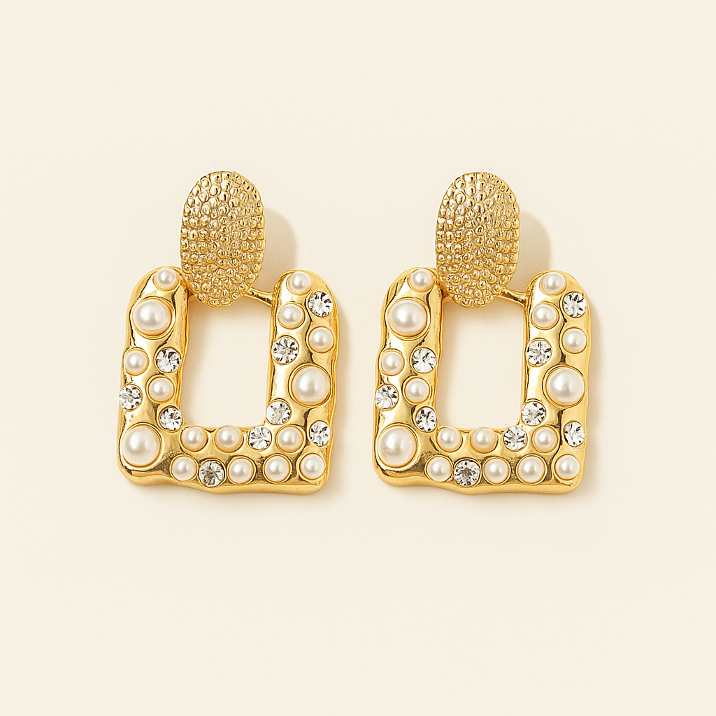 Pearl and Crystal Drop Earrings