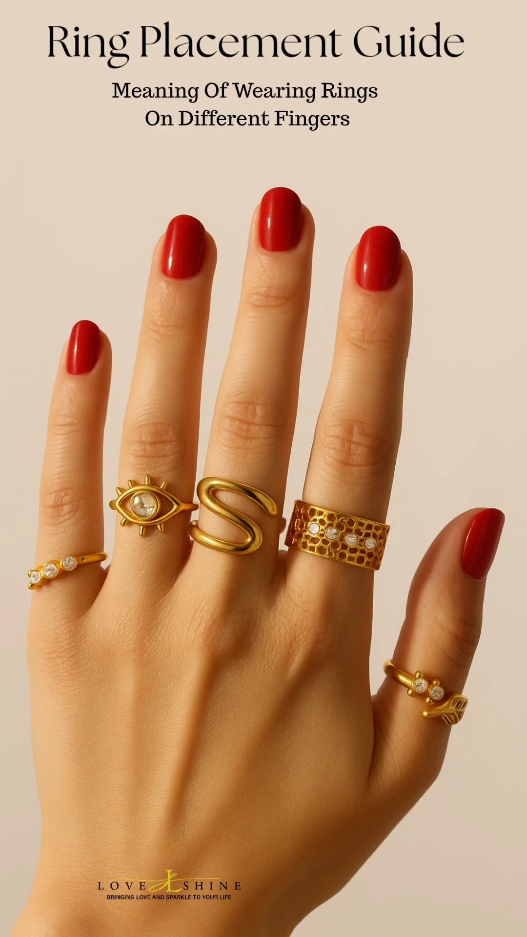 The Ultimate Ring Placement Guide: What Each Finger Says About You | Love Shine Jewellery | Demi Fine Tarnish-Free Jewellery
