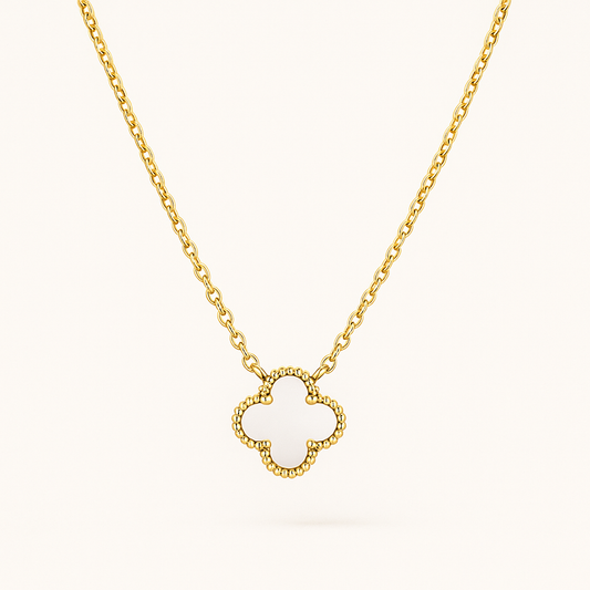 Elegant White Clover Charm Necklace