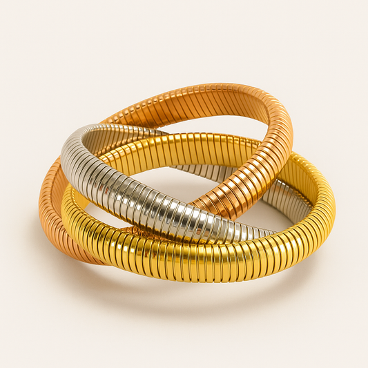 Wrapped Tri-Color Coil Snake Bracelet