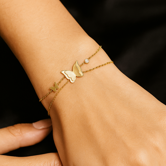 Butterfly & Crystal Charm Bracelet