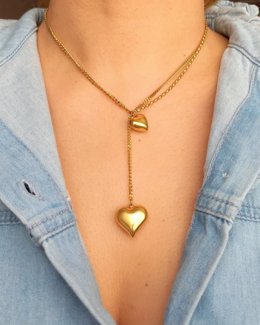 Double Heart Pendant Necklace