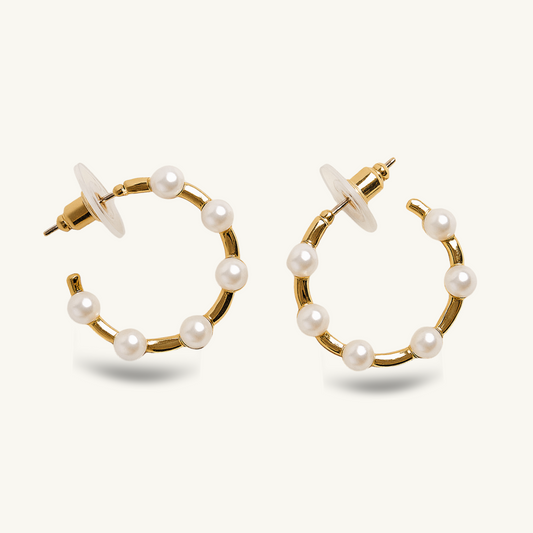 Classic Pearl Hoop Earrings