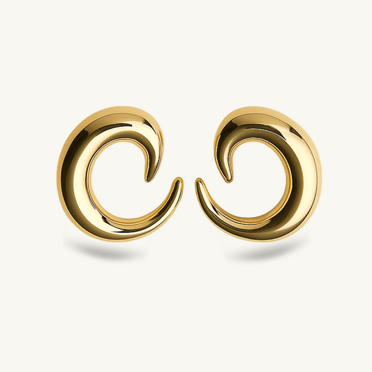 C-Shaped Open-Circle Gold Stud Earrings
