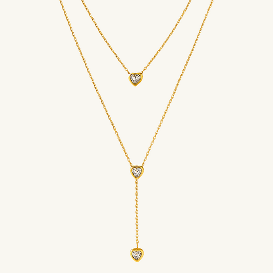 Dainty Heart Drop Layered Necklace